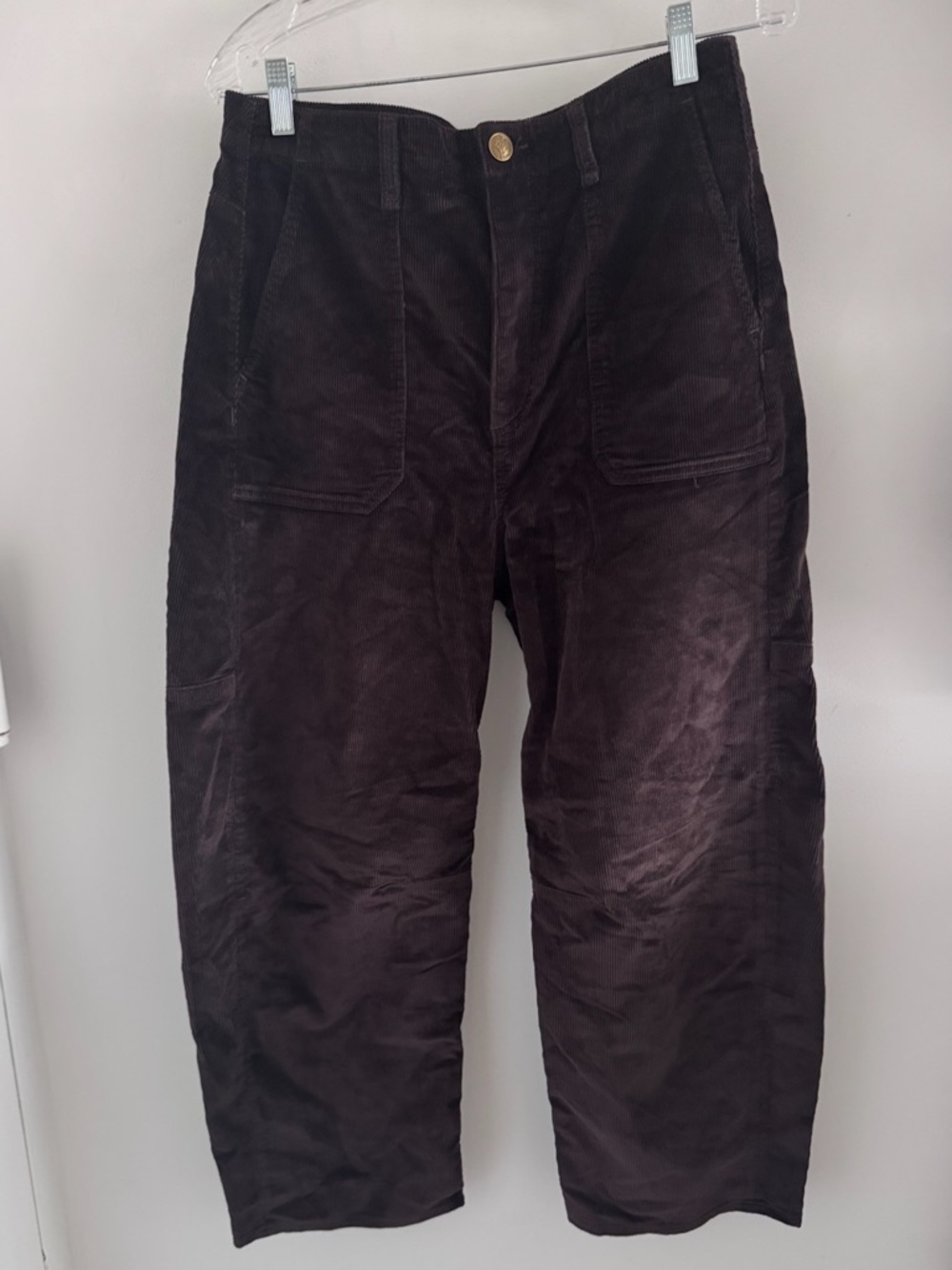 Rag & Bone Charlie crop barrel corduroy jeans in brown